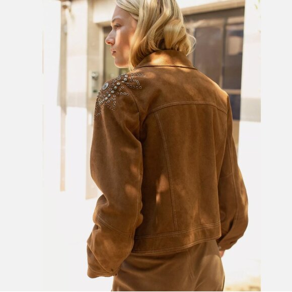New Free People Jaya Suede Shirt Jacket Size Medium MSRP: $498 - Picture 3 of 4